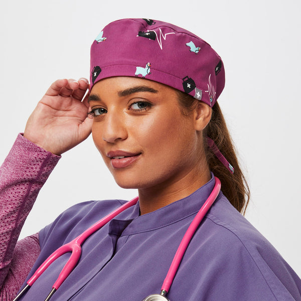 Bright Fuchsia Trauma Llama Modern - Classic Scrub Cap