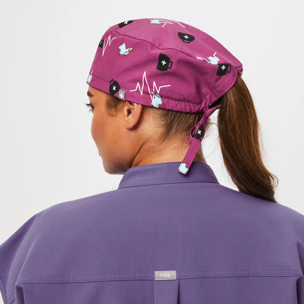 Bright Fuchsia Trauma Llama Modern - Classic Scrub Cap