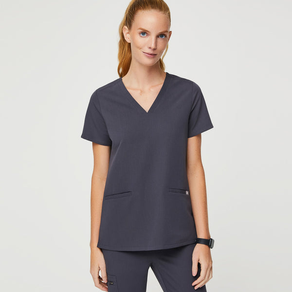 women's Charcoal Casma™ - Three-Pocket Scrub Top