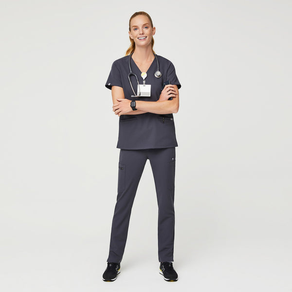 women's Charcoal Casma™ - Three-Pocket Scrub Top