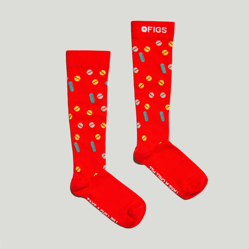 women's Hot Coral Chill Pill - Compression Socks