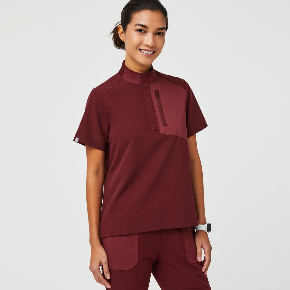 women's Burgundy Jundah - Classic Scrub Top