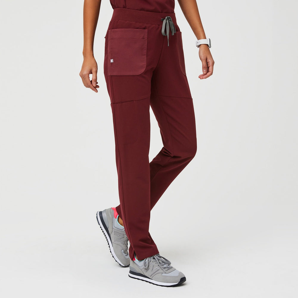 women's Burgundy Mundri - Slim Scrub Pants