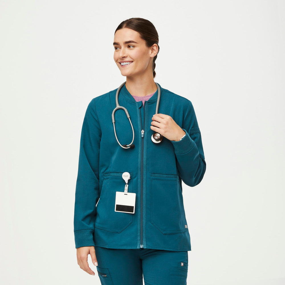 women's Caribbean Blue Bellery - Scrub Jacket