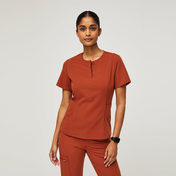 women's Auburn Bristol - Slim Henley Scrub Top