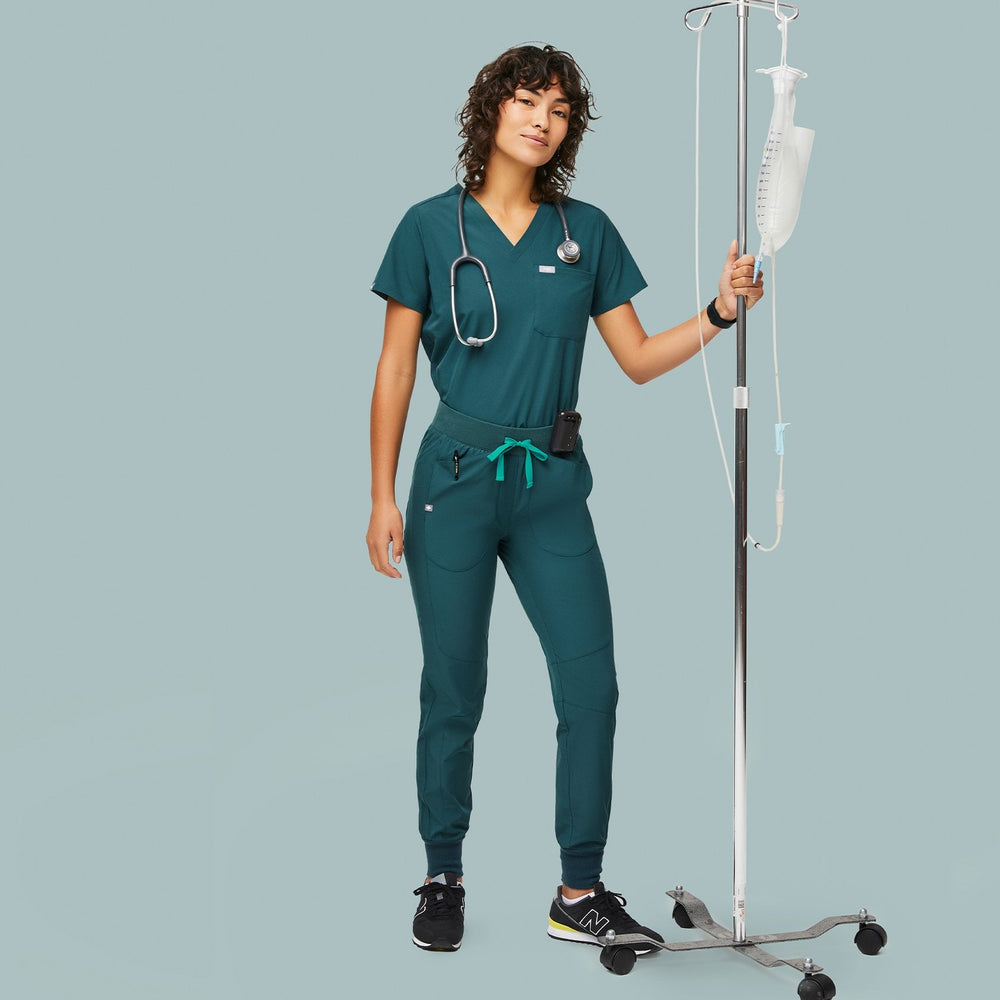 women's Caribbean Blue FIONLITE™ Callao - Petite Jogger Scrub Pants