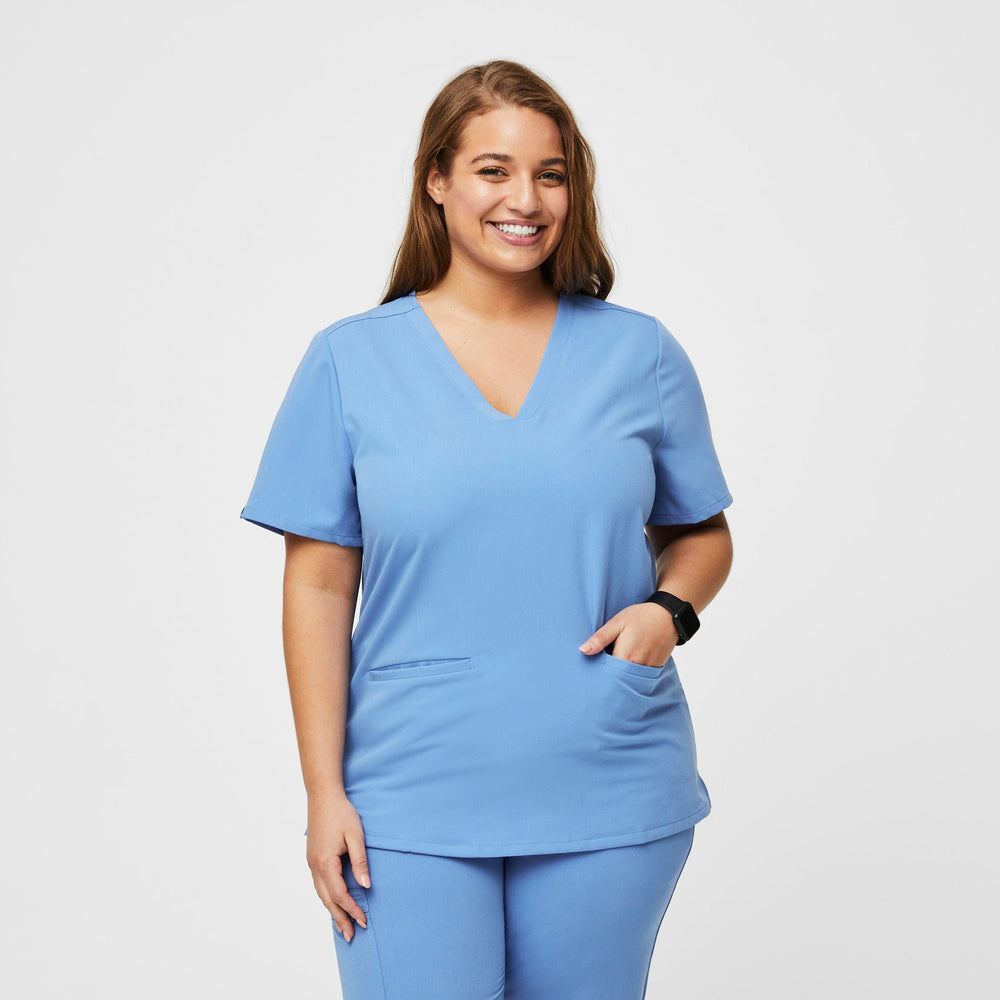 Women's Ceil Blue Casma™ - Three-Pocket Scrub Top