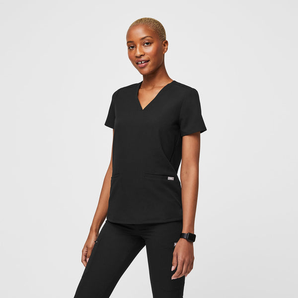 Women's Black Casma™ - Three-Pocket Scrub Top