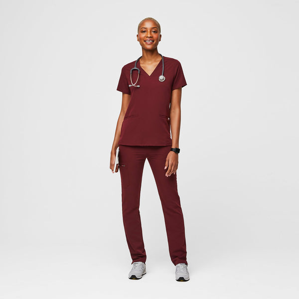 Women's Burgundy Casma™ - Three-Pocket Scrub Top