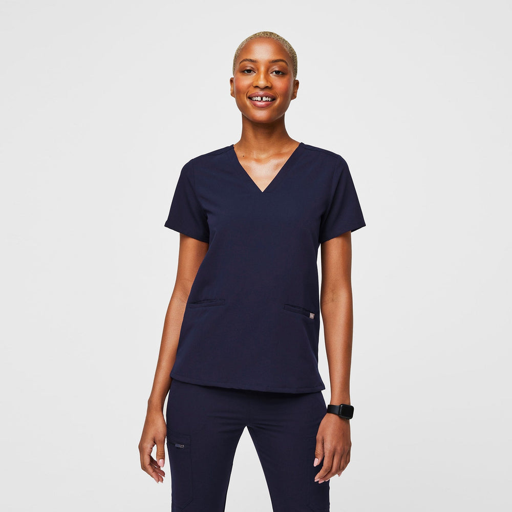 Women's Navy Casma™ - Three-Pocket Scrub Top