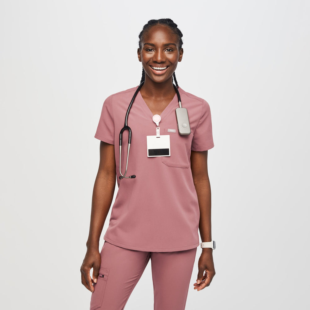 women's Mauve Catarina™- One-Pocket Scrub Top (3XL - 6XL)