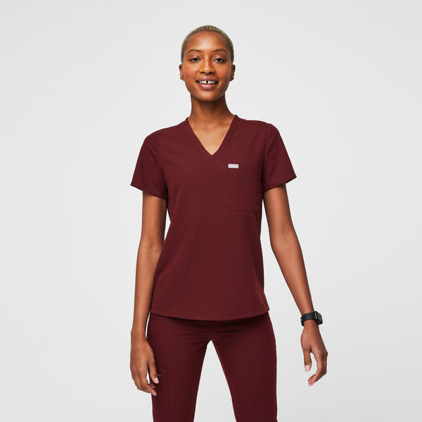 Women's Burgundy Catarina™ - One-Pocket Scrub Top