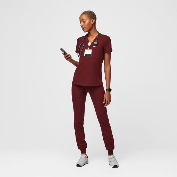 Women's Burgundy Catarina™ - One-Pocket Scrub Top