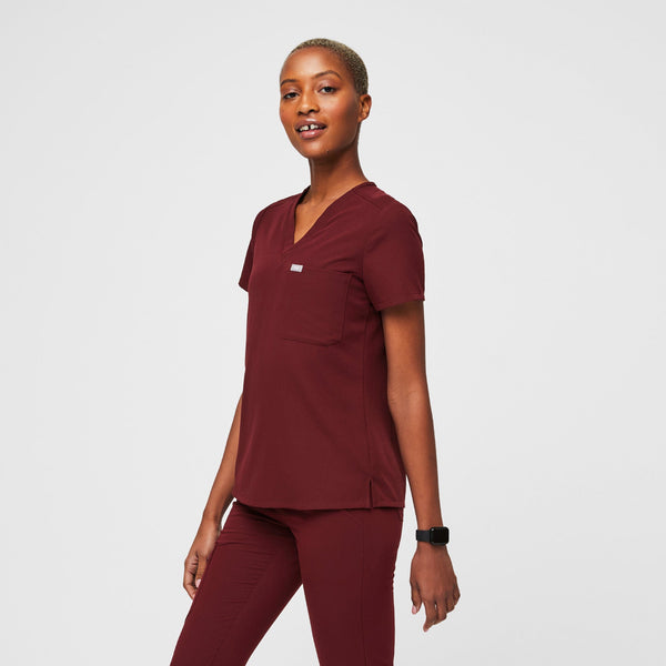 Women's Burgundy Catarina™ - One-Pocket Scrub Top