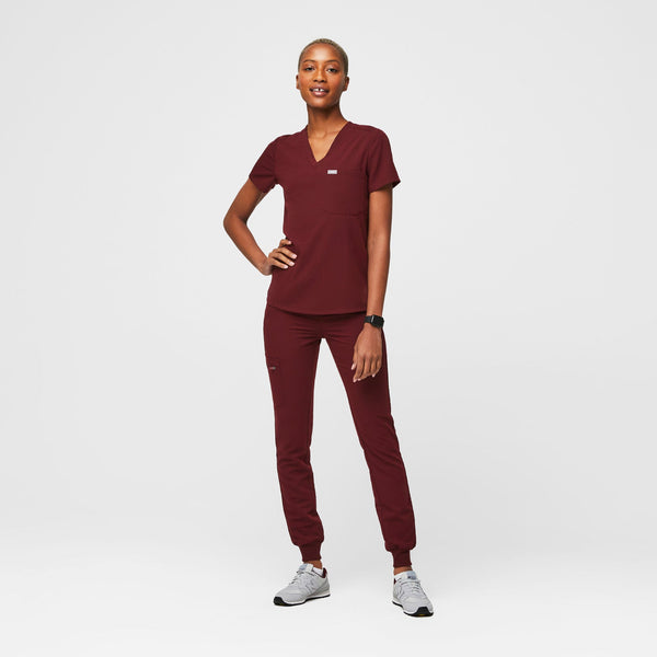 Women's Burgundy Catarina™ - One-Pocket Scrub Top