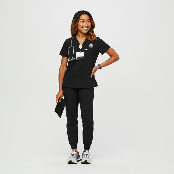 women's Black Petite Catarina™ - One-Pocket Scrub Top