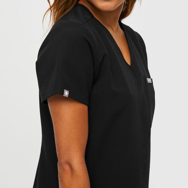 women's Black Petite Catarina™ - One-Pocket Scrub Top