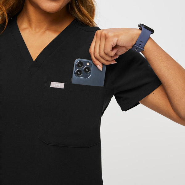 women's Black Petite Catarina™ - One-Pocket Scrub Top