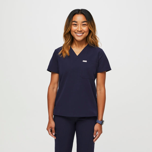 women's Navy Petite Catarina™ - One-Pocket Scrub Top