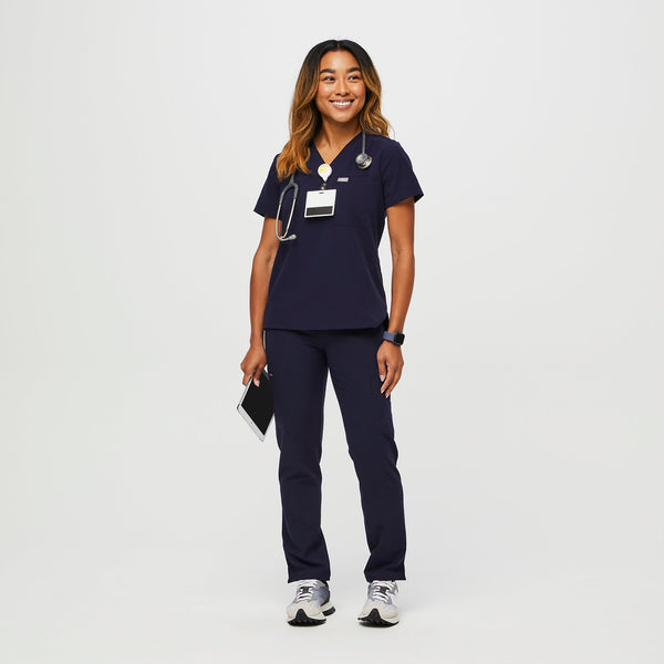 women's Navy Petite Catarina™ - One-Pocket Scrub Top