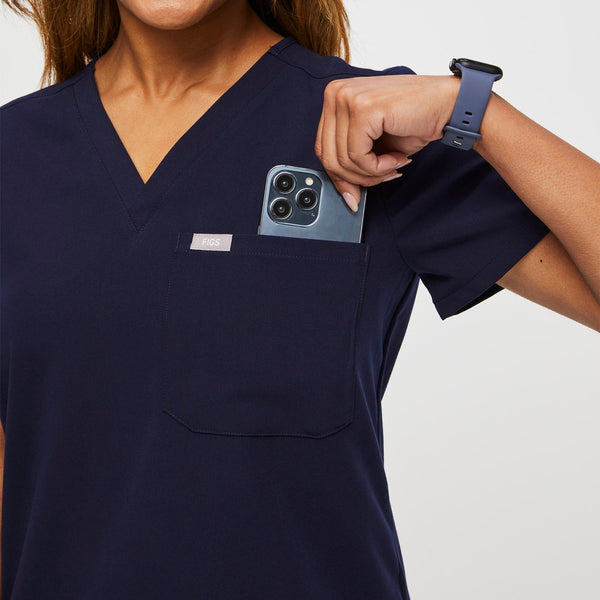 women's Navy Petite Catarina™ - One-Pocket Scrub Top