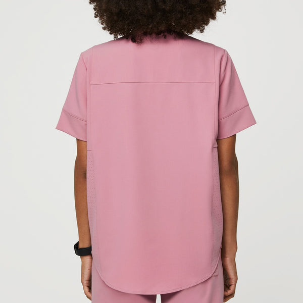 women's Chalk Pink Gidya - Relaxed Henley Scrub Top