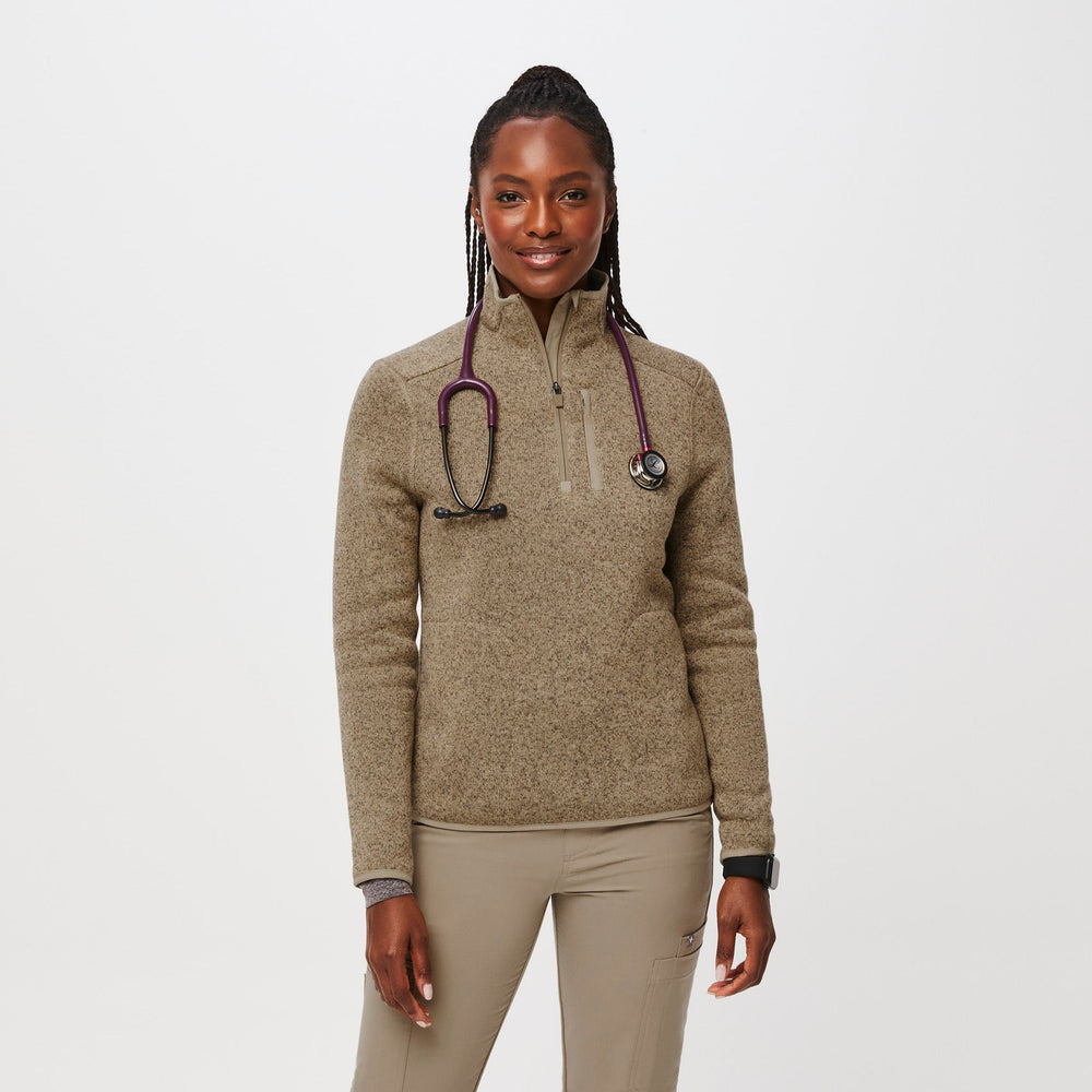 women's Heather Latte On-Shift™ Half Zip - Sweater Knit