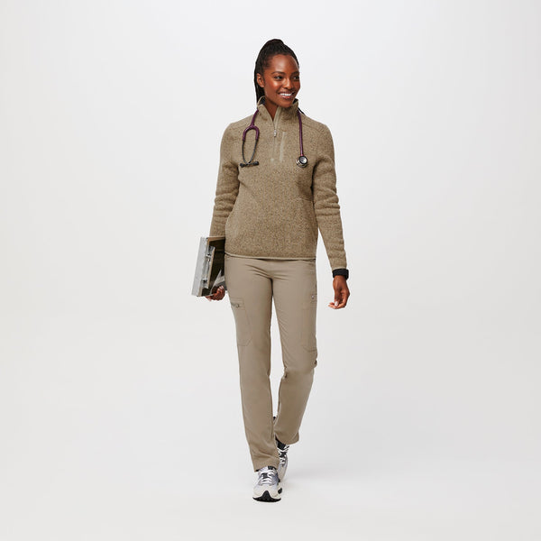 women's Heather Latte On-Shift™ Half Zip - Sweater Knit