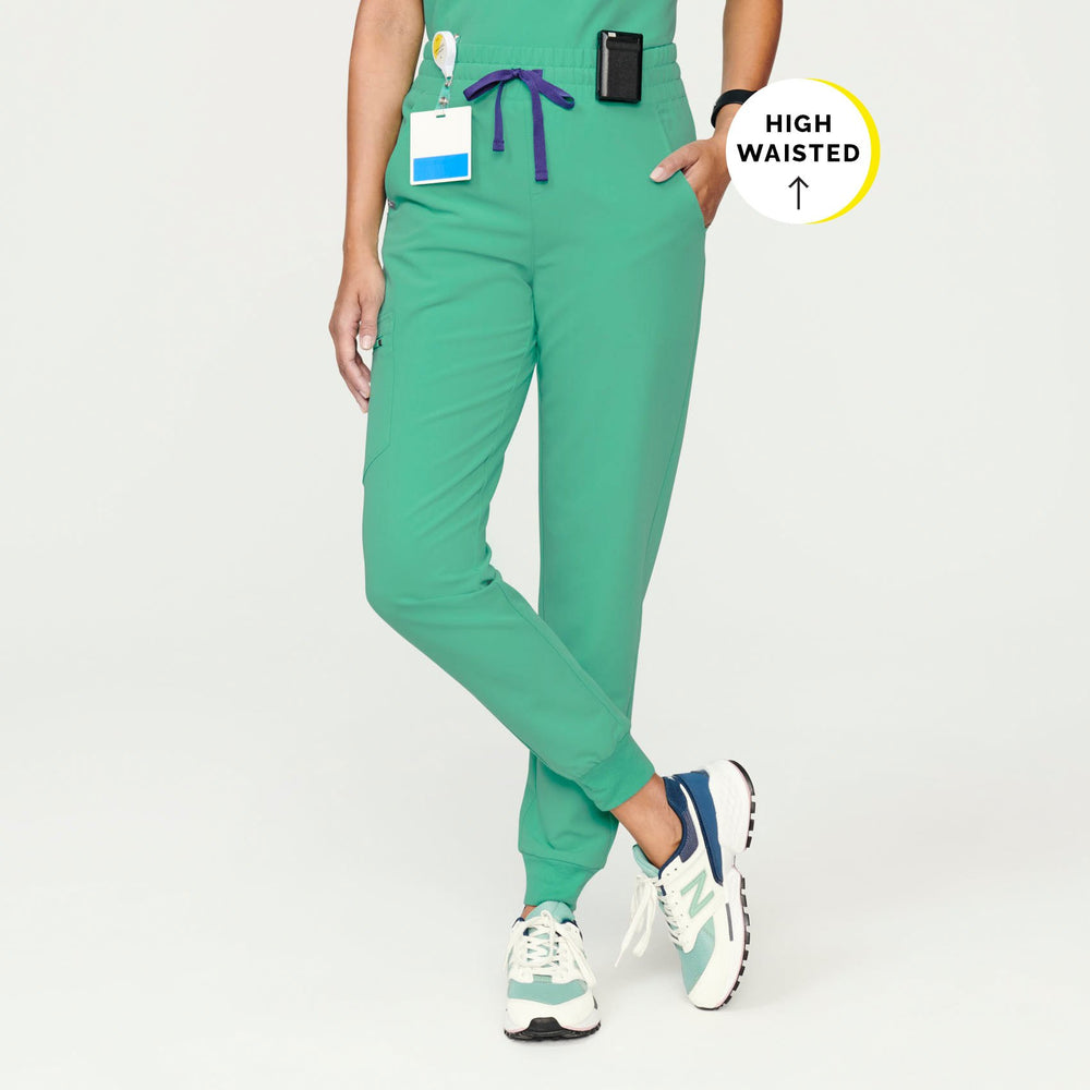 women's Surgical Green Zamora™ High Waisted - Petite Jogger Scrub Pants