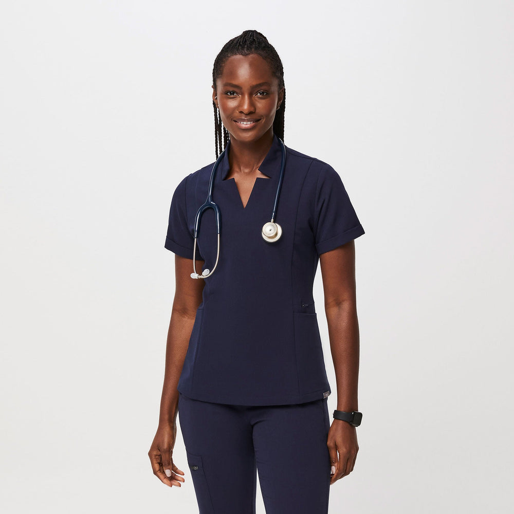 women's Navy Inala - Slim Scrub Top