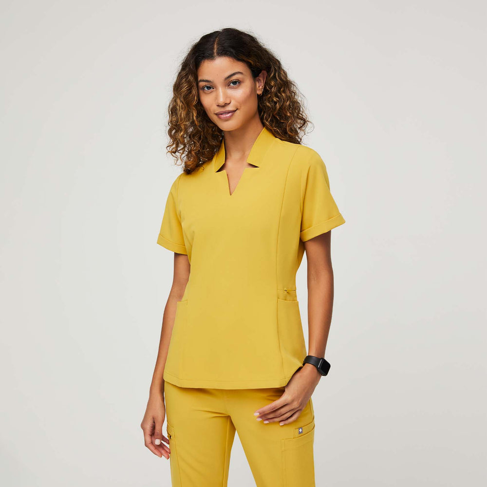 women's Light Gold Inala - Slim Scrub Top