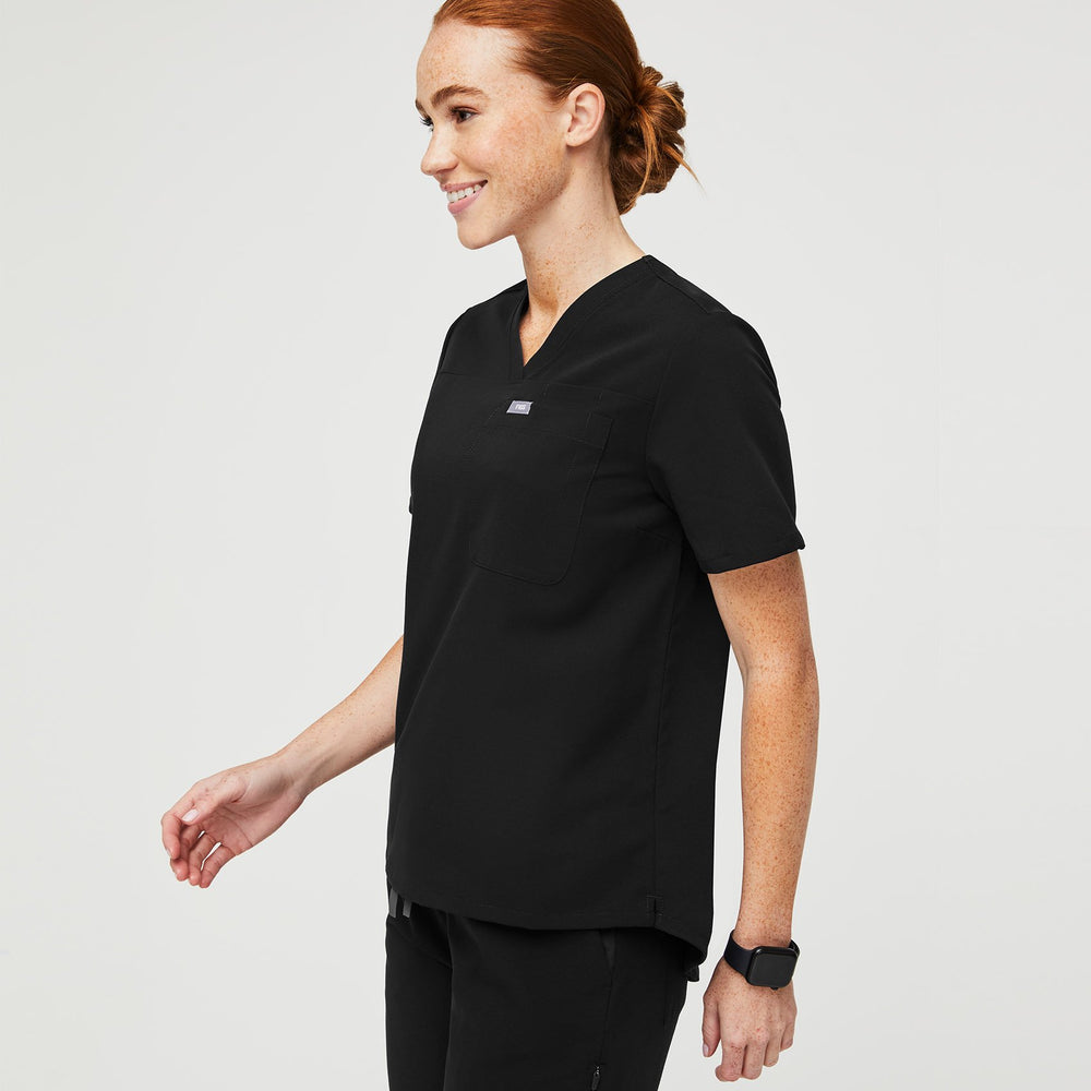 women's Black Kaya  - Classic V-Neck Scrub Top