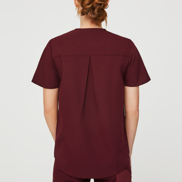 Women's Burgundy Kaya  - Classic V-Neck Scrub Top