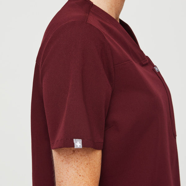 Women's Burgundy Kaya  - Classic V-Neck Scrub Top