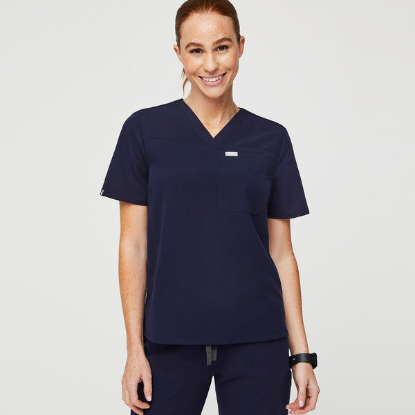 women's Navy Kaya  - Classic V-Neck Scrub Top