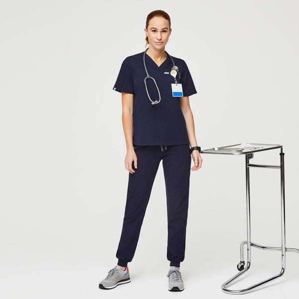 women's Navy Kaya  - Classic V-Neck Scrub Top