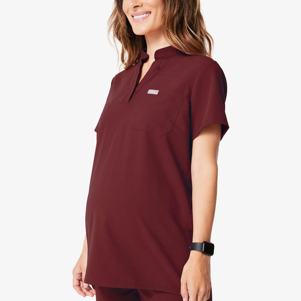 women's Burgundy Kitale Maternity - Scrub Top