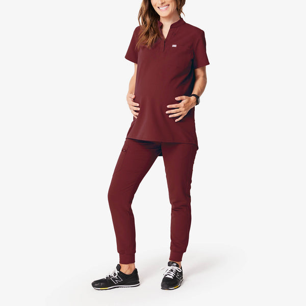 women's Burgundy Kitale Maternity - Scrub Top