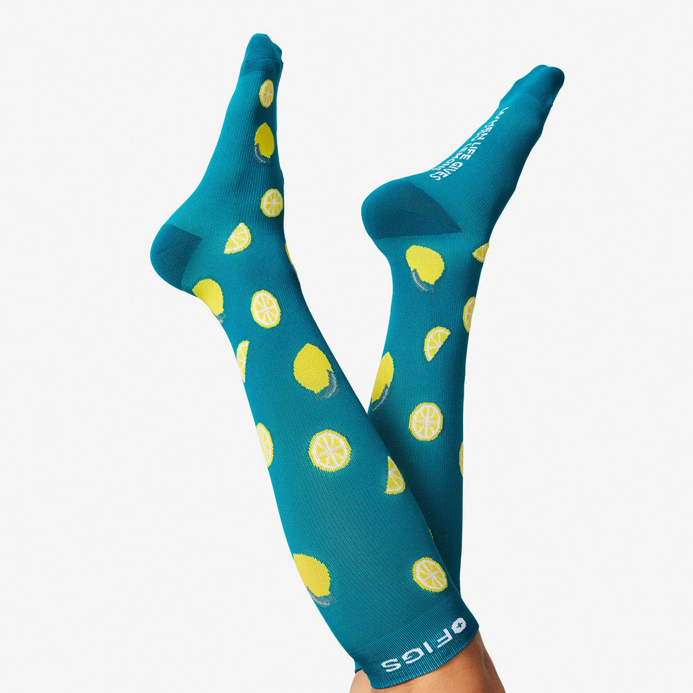 women's Turquoise Lemon - Compression Socks