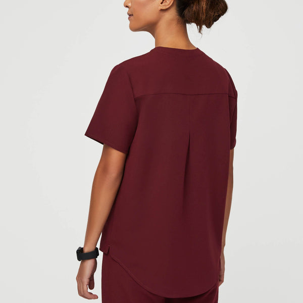 Women's Burgundy Masaya - Relaxed V-Neck Scrub Top