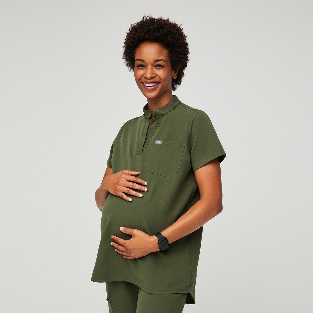 women's Dark Olive Kitale Maternity - Scrub Top