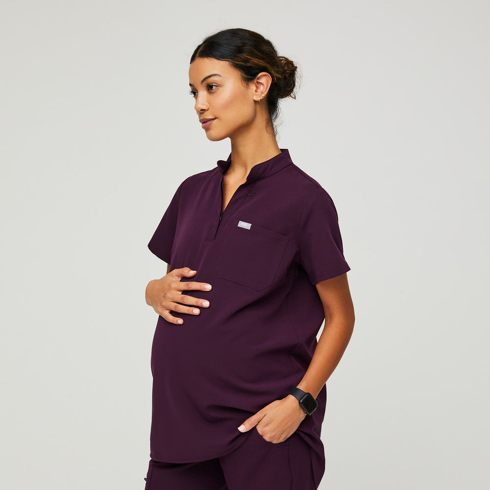 women's Deep Purple Kitale Maternity - Scrub Top