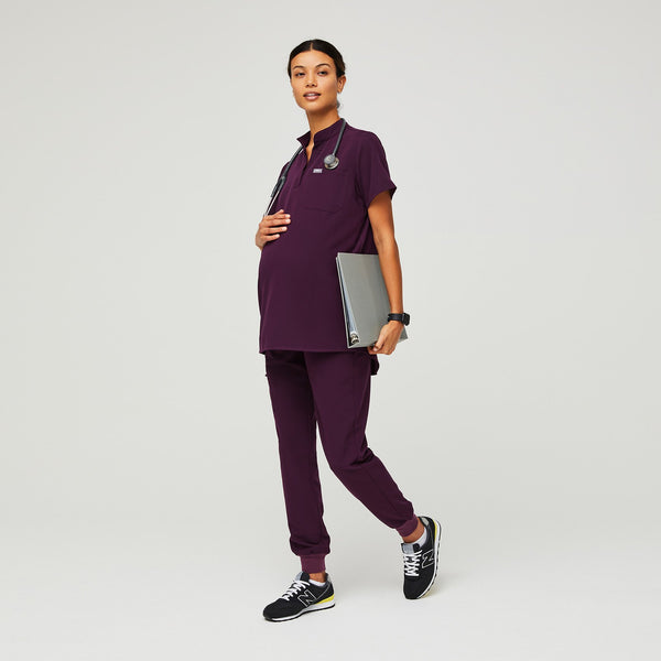 women's Deep Purple Kitale Maternity - Scrub Top