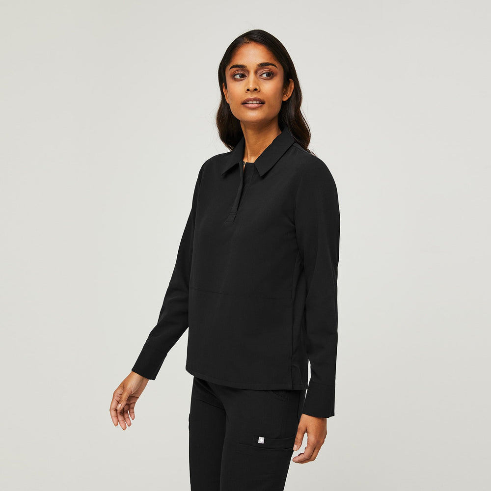 women's Black Nala - Longsleeve ScrubPolo™