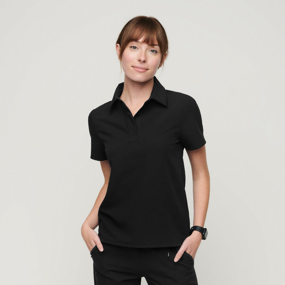 women's Black Nala - Shortsleeve ScrubPolo™