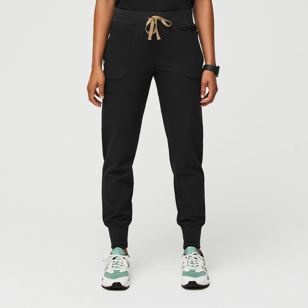 women's Black Nepal - Petite Slim Jogger Scrub Pants