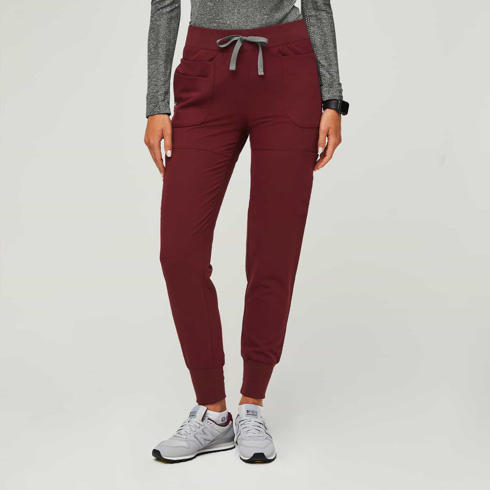 women's Burgundy Nepal - Skinny Jogger Scrub Pants