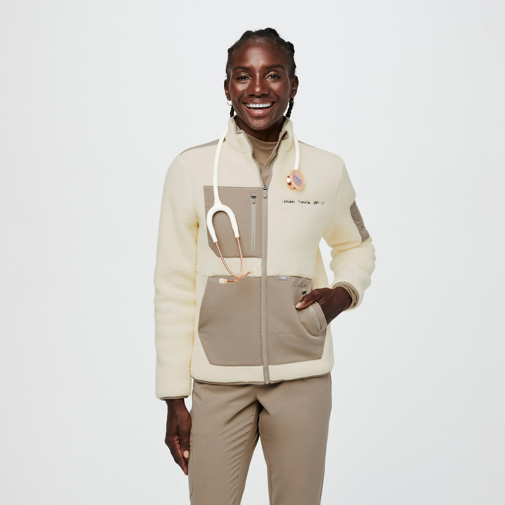 women's Oatmeal On-Shift™ Color Blocked - Sherpa Fleece Jacket