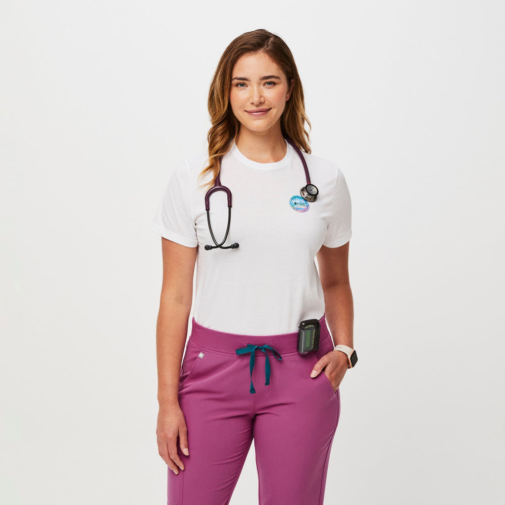 Women's White Multi Sticker Relaxed - Supersoft Underscrub