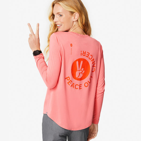 women's Pink Peace Out Cancer - Longsleeve Underscrub